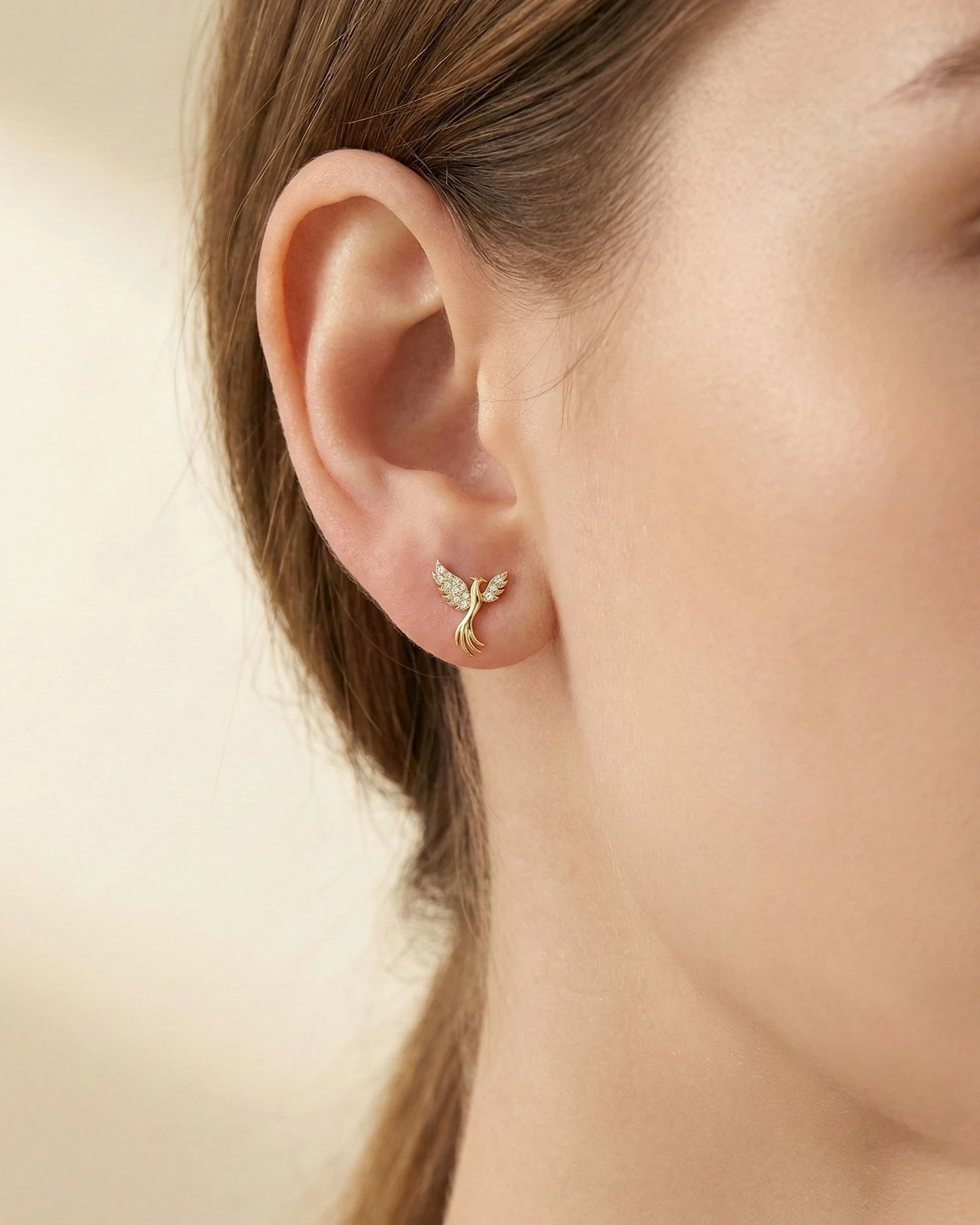 Anka Kuşu 14 Ayar Altın Küpe