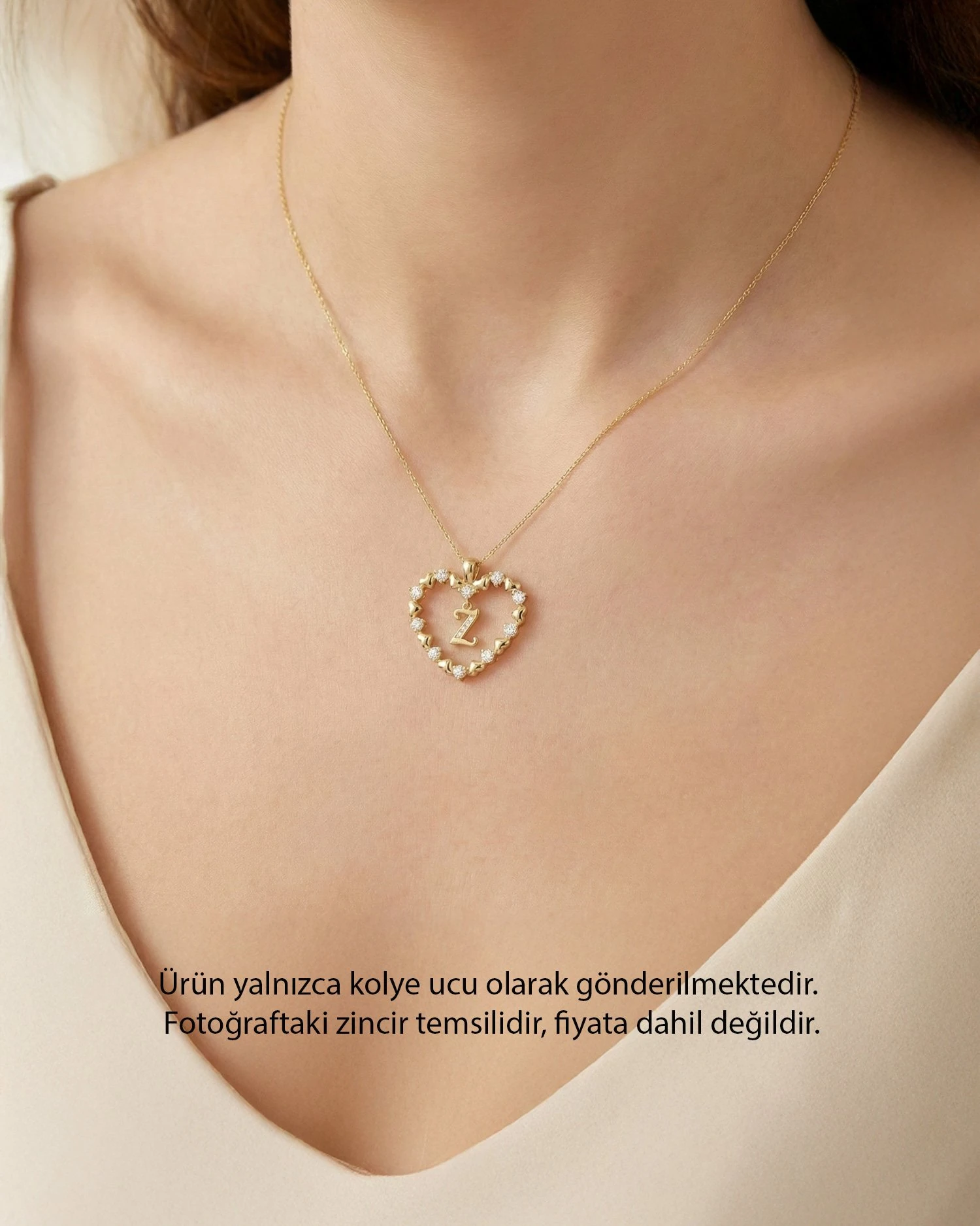 Kalbimin Aynası Harfli 14 Ayar Altın Kolye Ucu