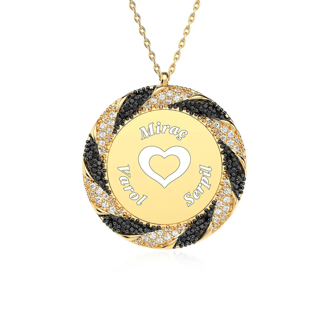 Personalized 3 Personalized Twist Frame Gold Plated Silver Necklace