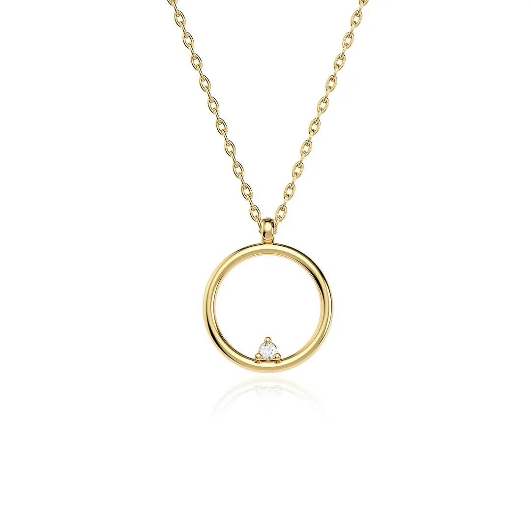 Small Round Frame Gold Plated Silver Necklace