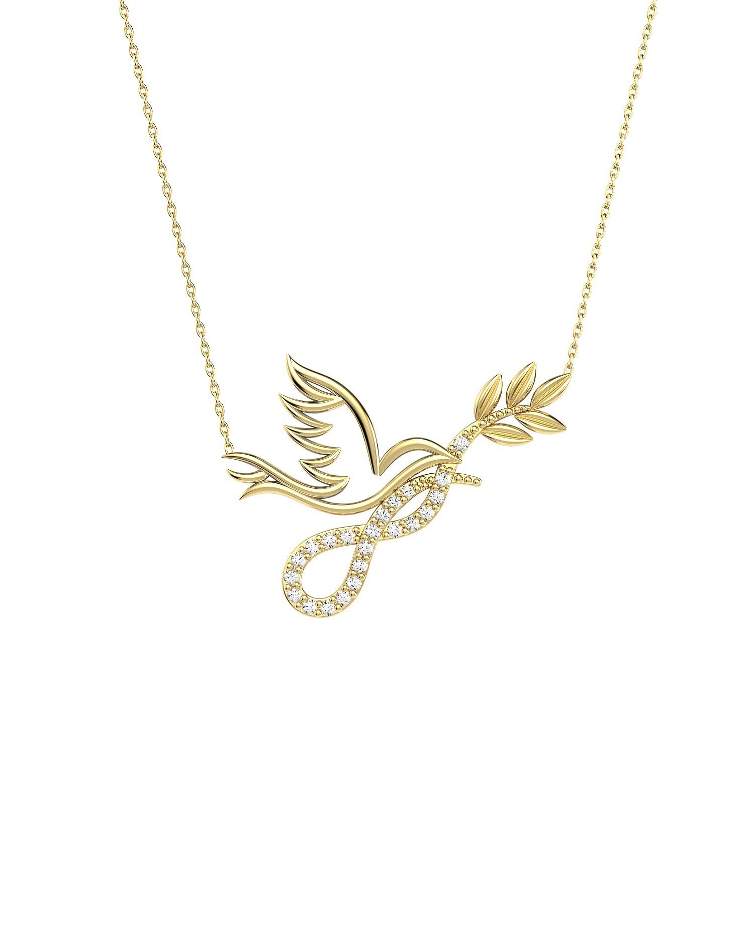 Barış Güvercini 14 Ayar Altın Kolye