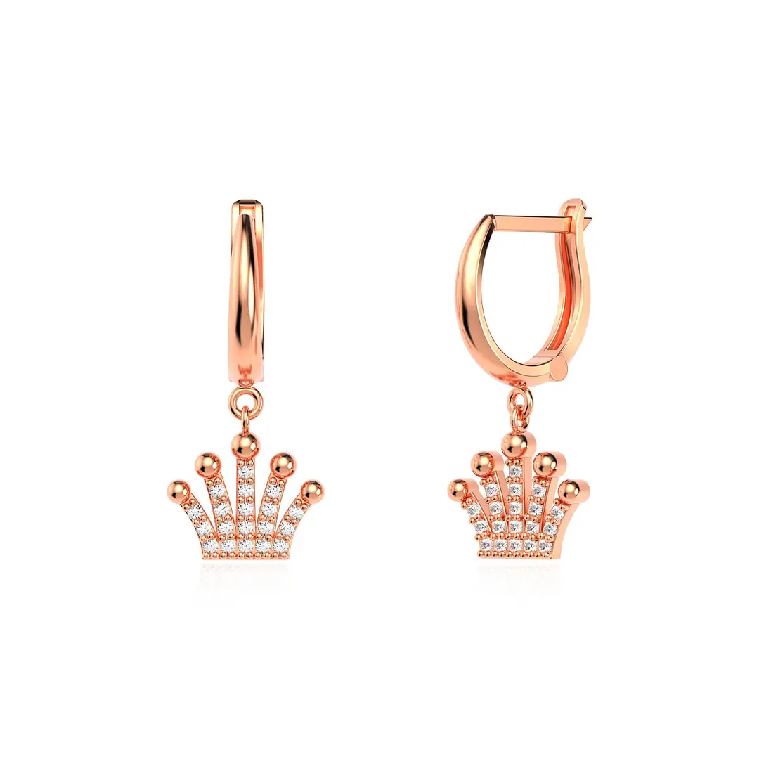 Small Kral Tacı Rose Silver Earrings