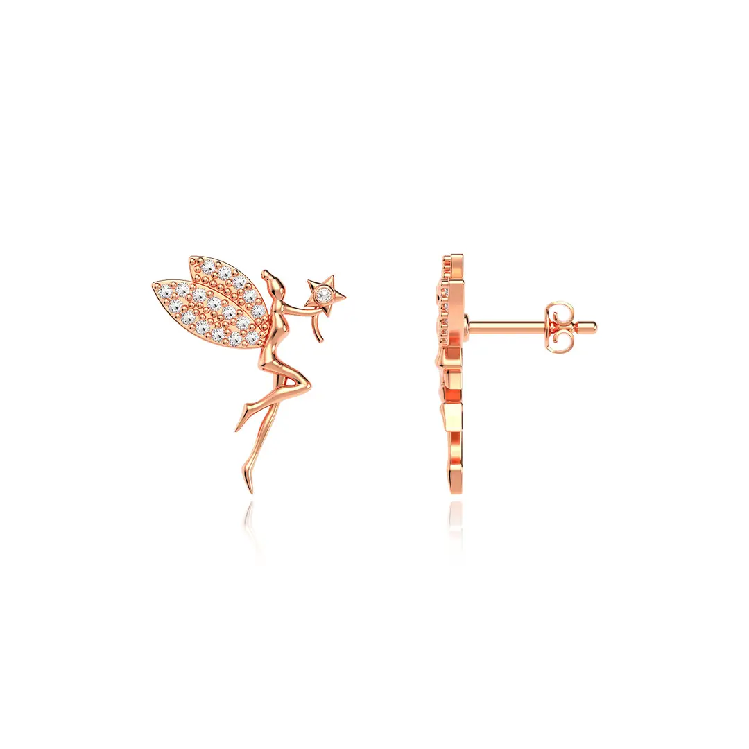Small Peri Rose Silver Earrings