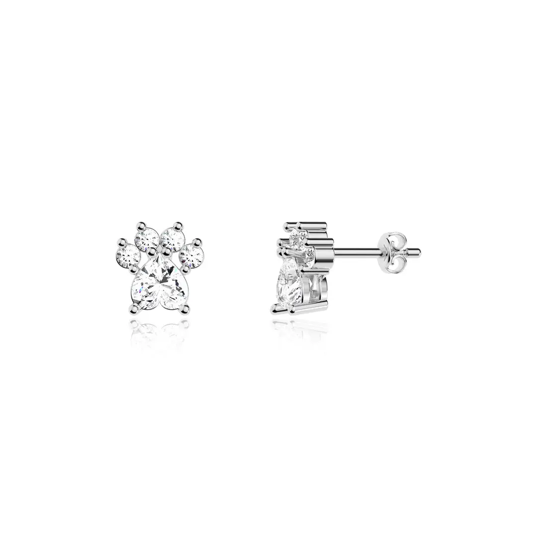 Cat Patisi White Silver Earrings