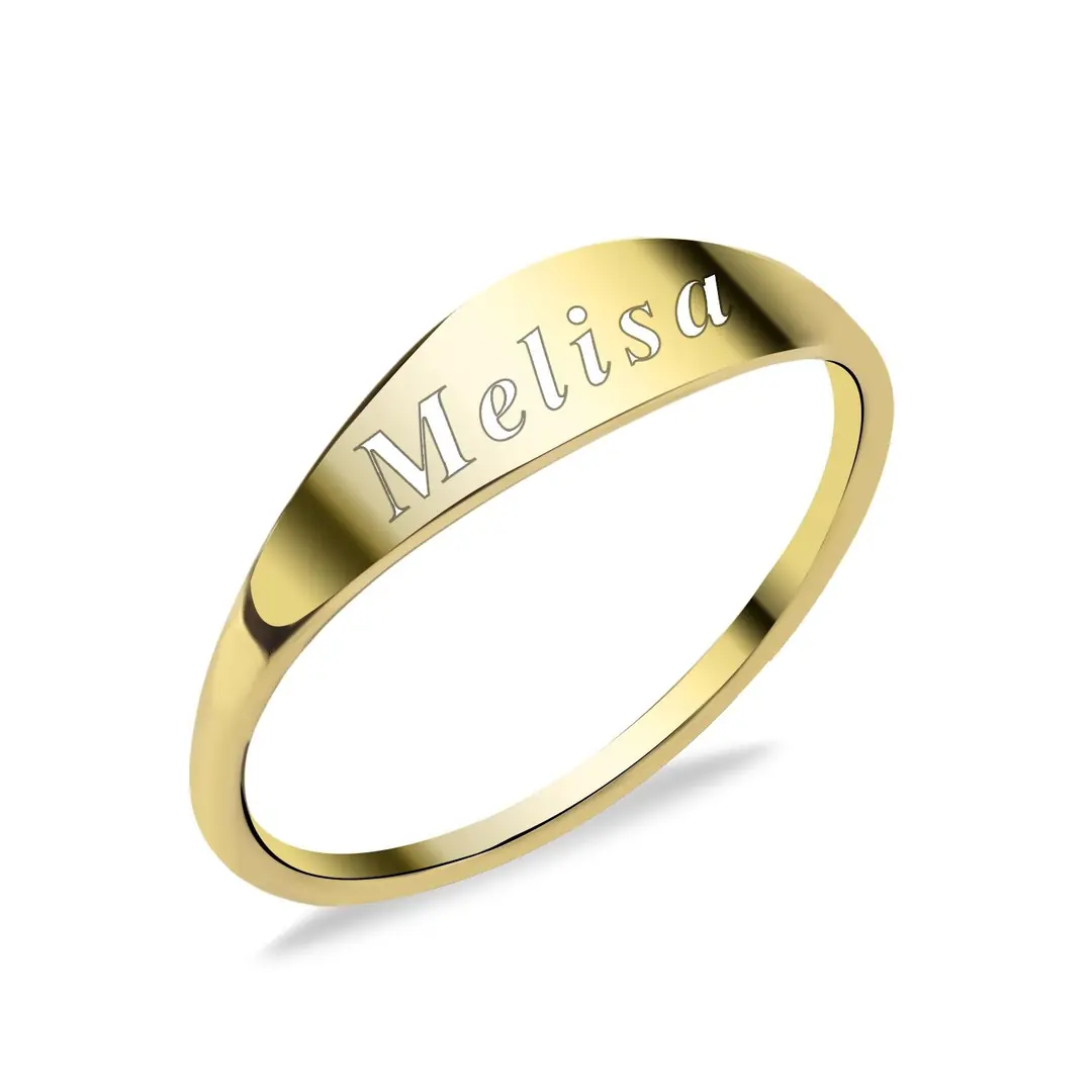 Personalized Gold Plated Silver Ring