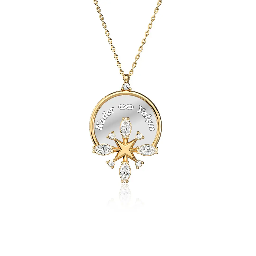 Markiz Star Personalized 2 Personalized Gold Plated Silver Necklace