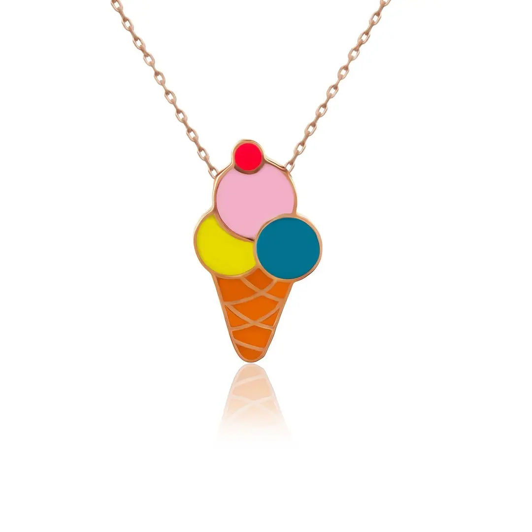 Enamel Dondurma Silver Necklace