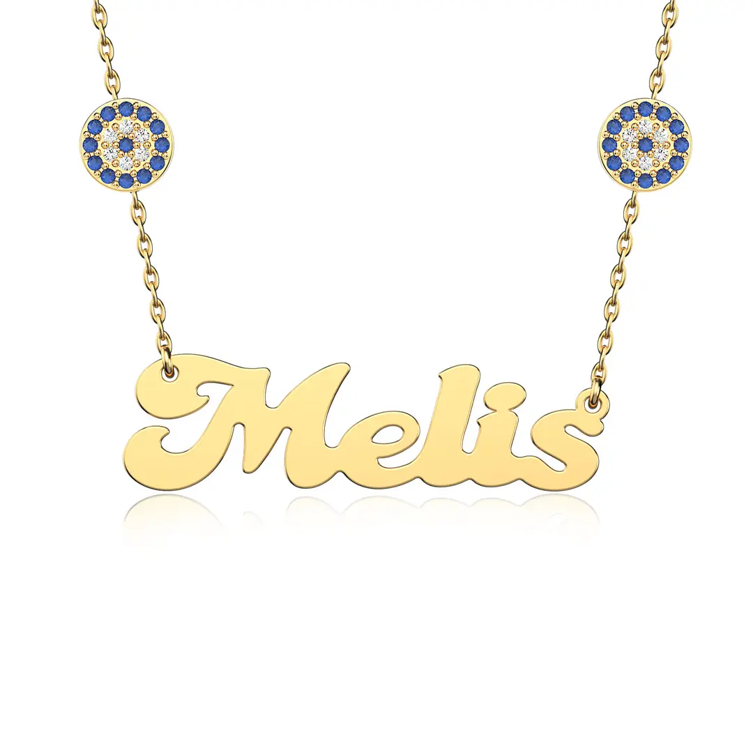 Personalized Double Evil Eye Personalized Silver Necklace