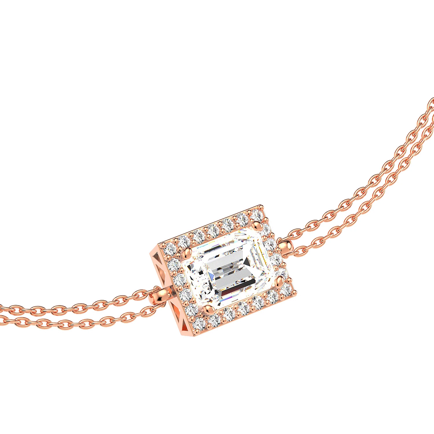 Baget Tek Taşlı Rose Gümüş Bileklik