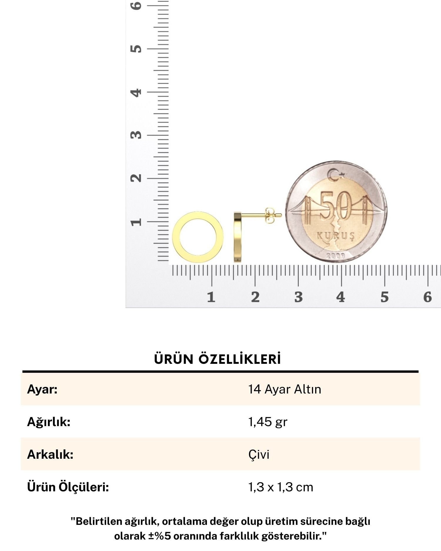 Sade Çember 14 Ayar Altın Küpe