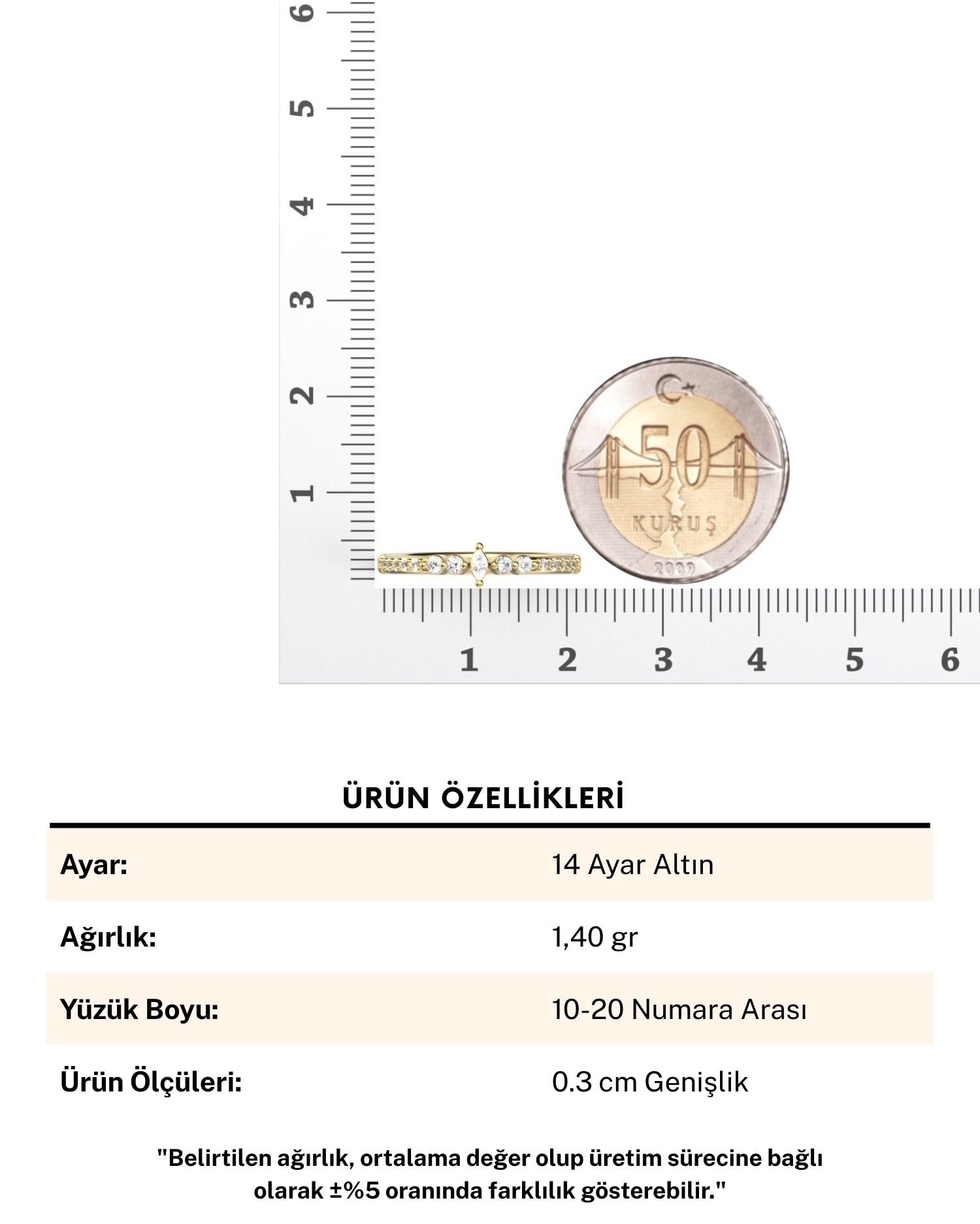Leydi Markiz 14 Ayar Altın Yüzük