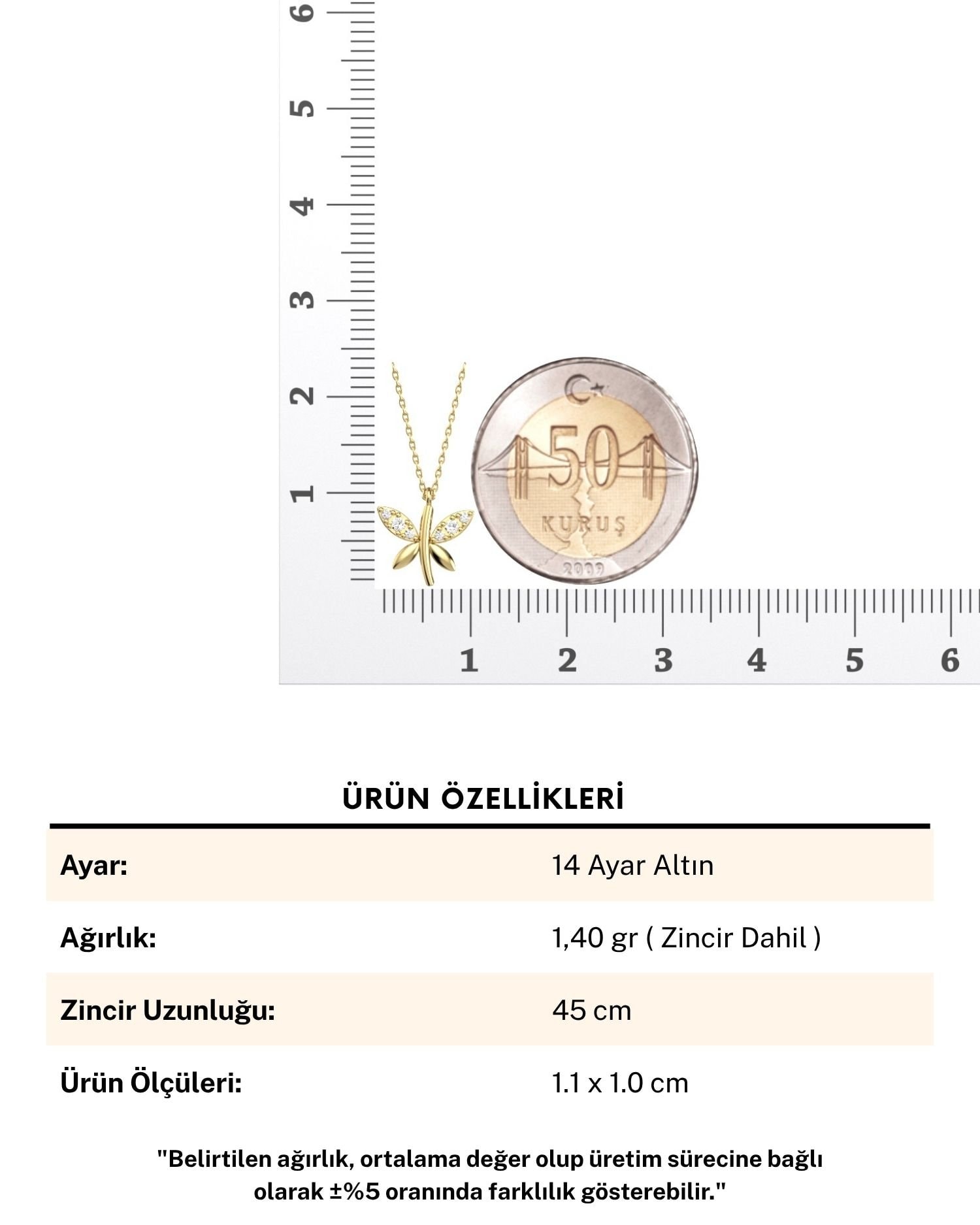 Minik Yusufçuk 14 Ayar Altın Kolye