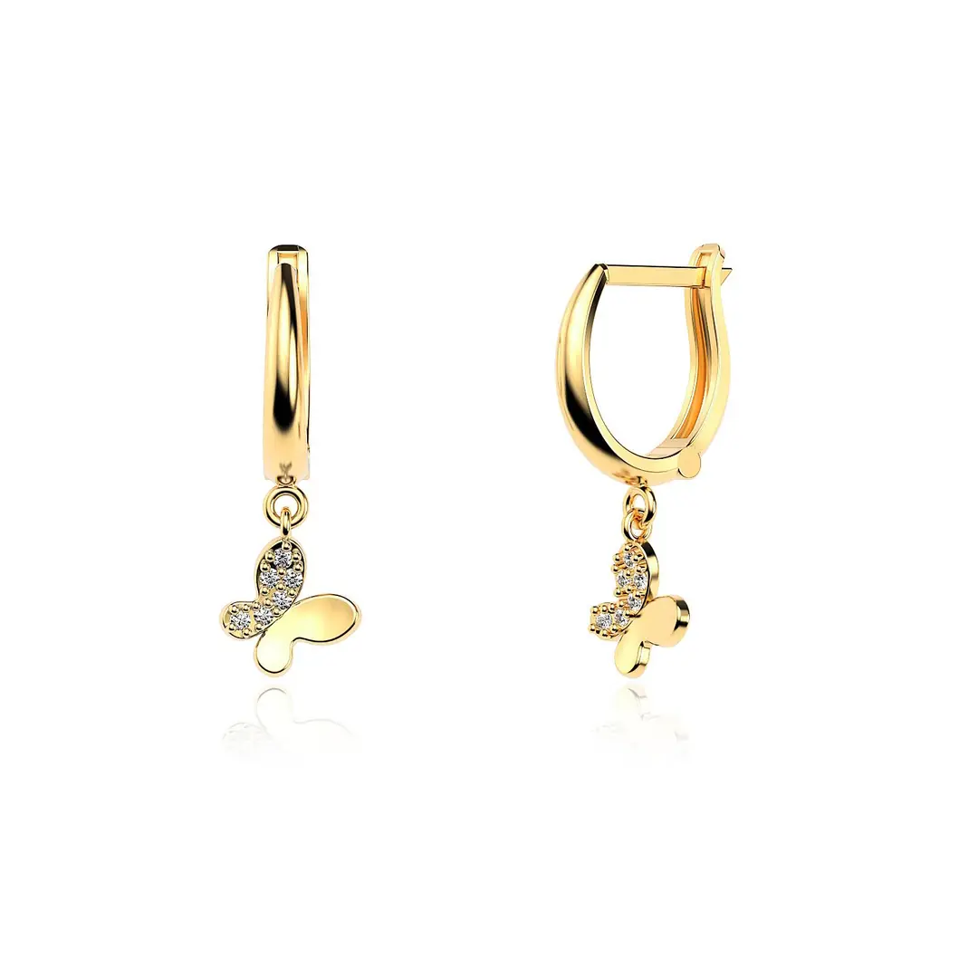 Small Butterfly Gold Plated Silver Earrings