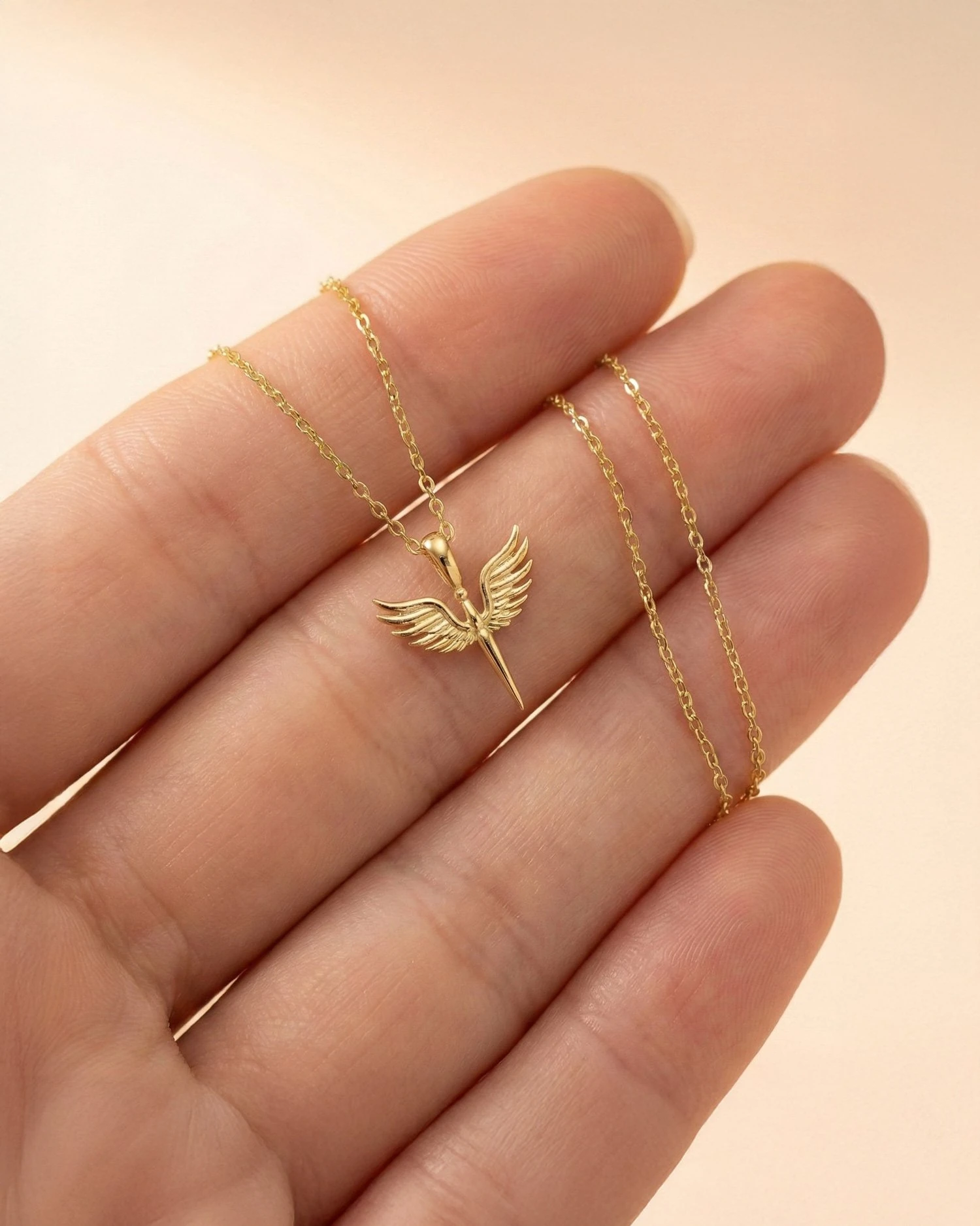 Sade Minik Mikail Meleği 14 Ayar Altın Kolye