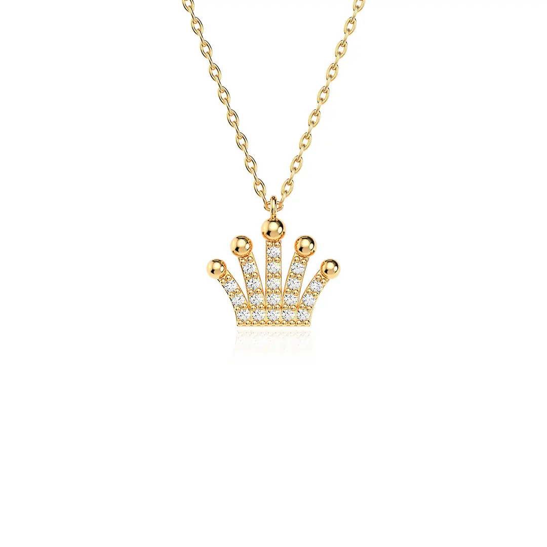 Small Kral Tacı Gold Plated Silver Necklace