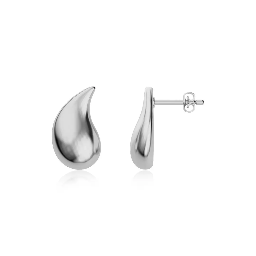 Small Gözyaşı Drop White Silver Earrings