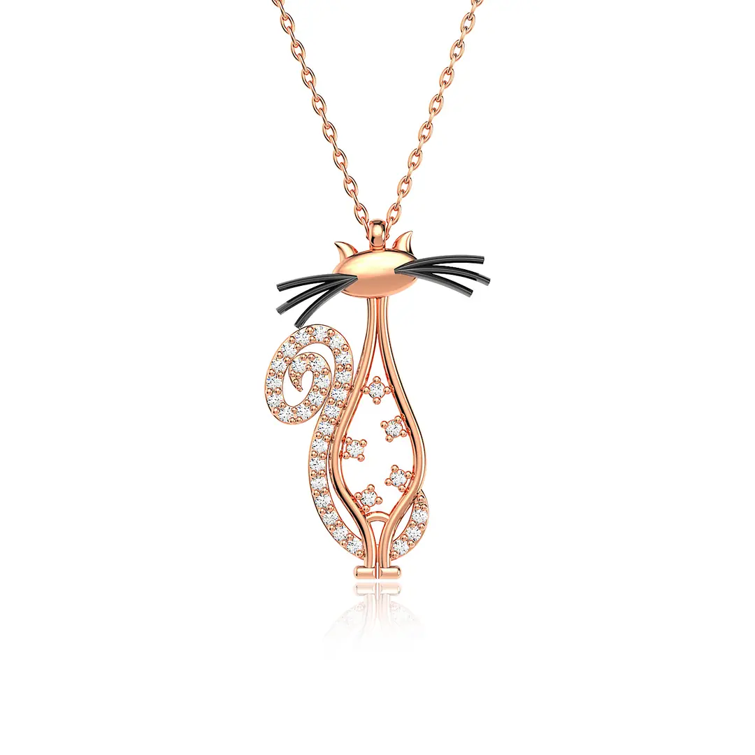 Lava Kuyruklu Cat Rose Silver Necklace