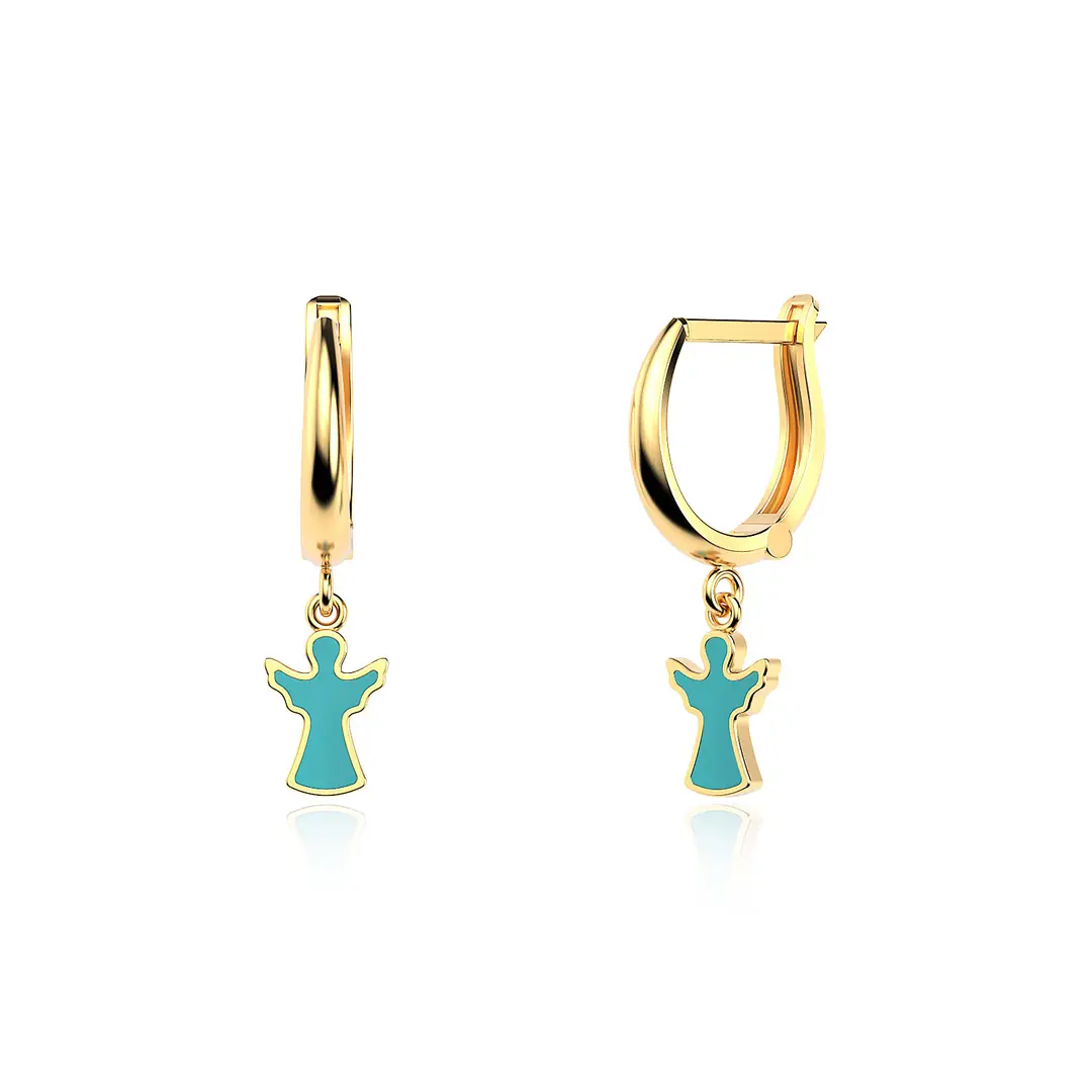 Enamel Melek Gold Plated Silver Earrings