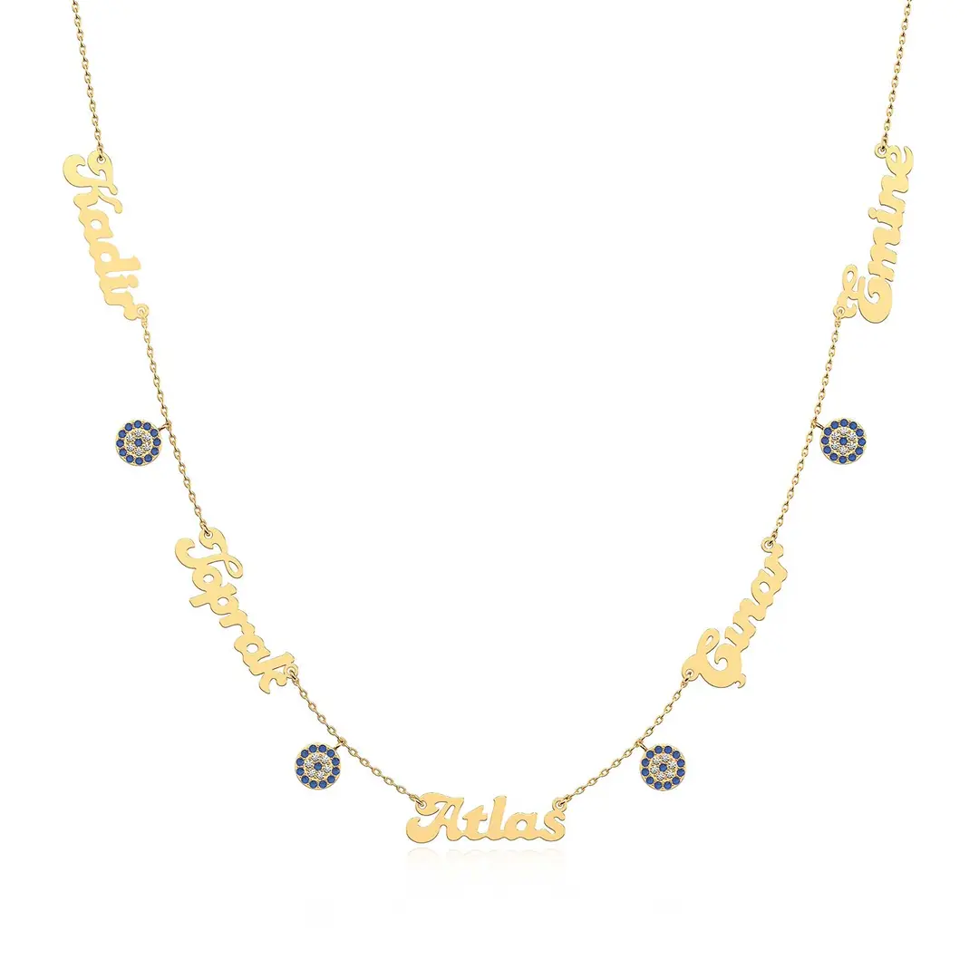 Personalized Evil Eye Five Personalized Silver Necklace