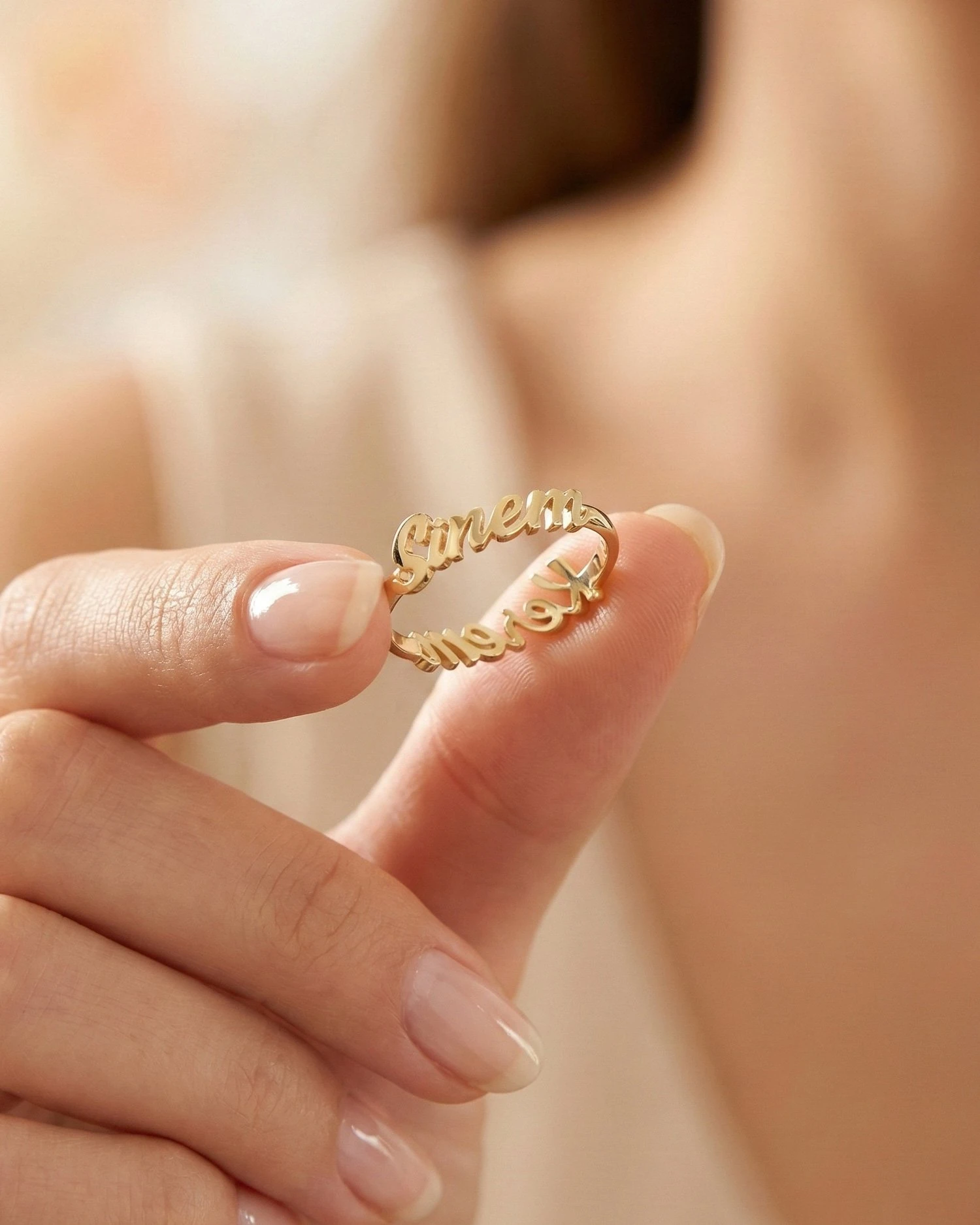 Çift İsimli 14 Ayar Tamtur Alyans Altın Yüzük