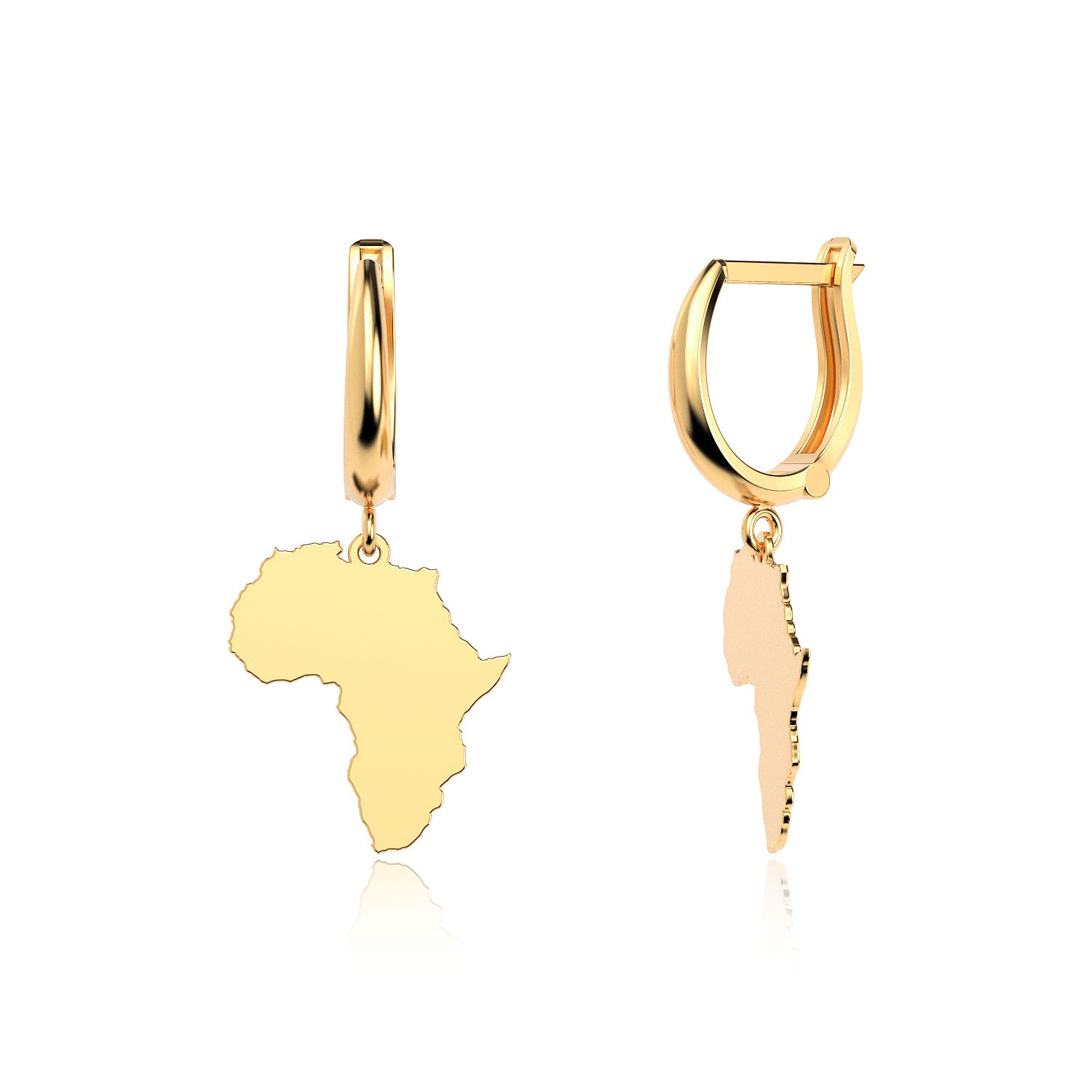 Sade Afrika Kıtası Altın Kaplama Gümüş Küpe
