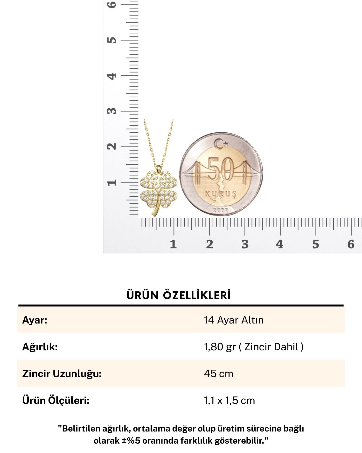 Küçük Yonca 14 Ayar Altın Kolye