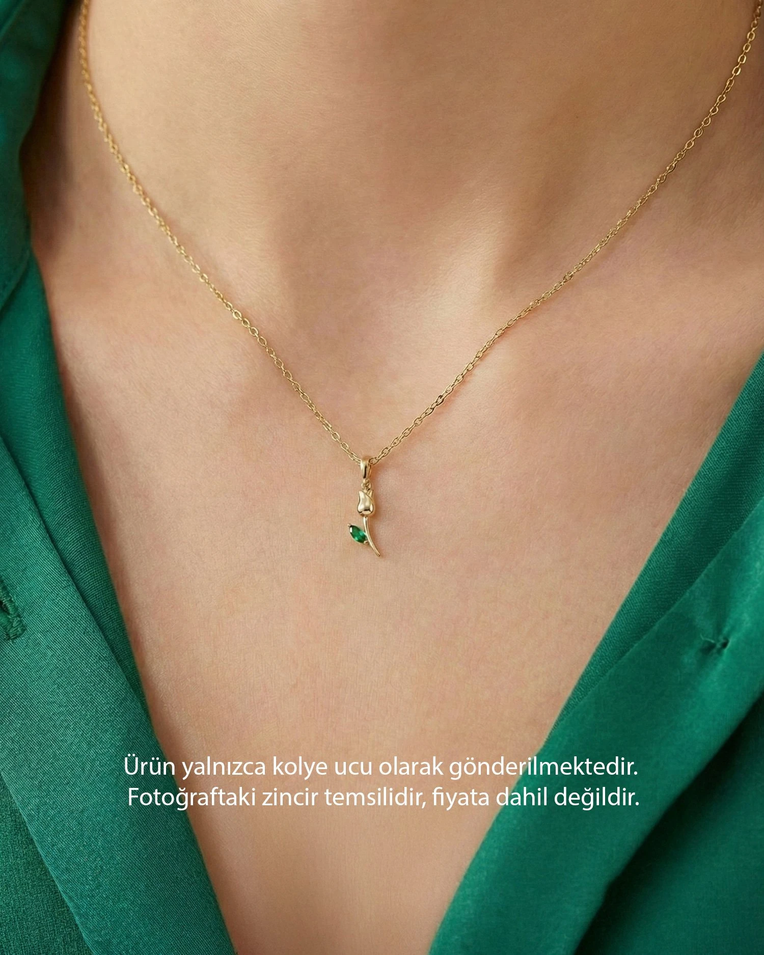 Minik Lale 14 Ayar Altın Kolye Ucu