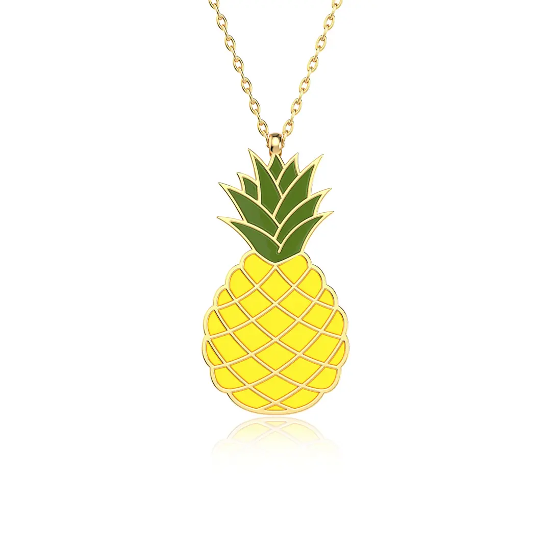 Enamel Ananas Silver Necklace