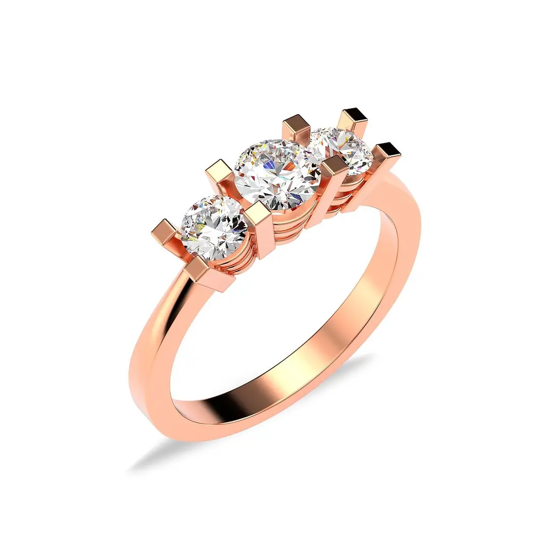 Klasik Diamond Mount Tria Rose Silver Ring