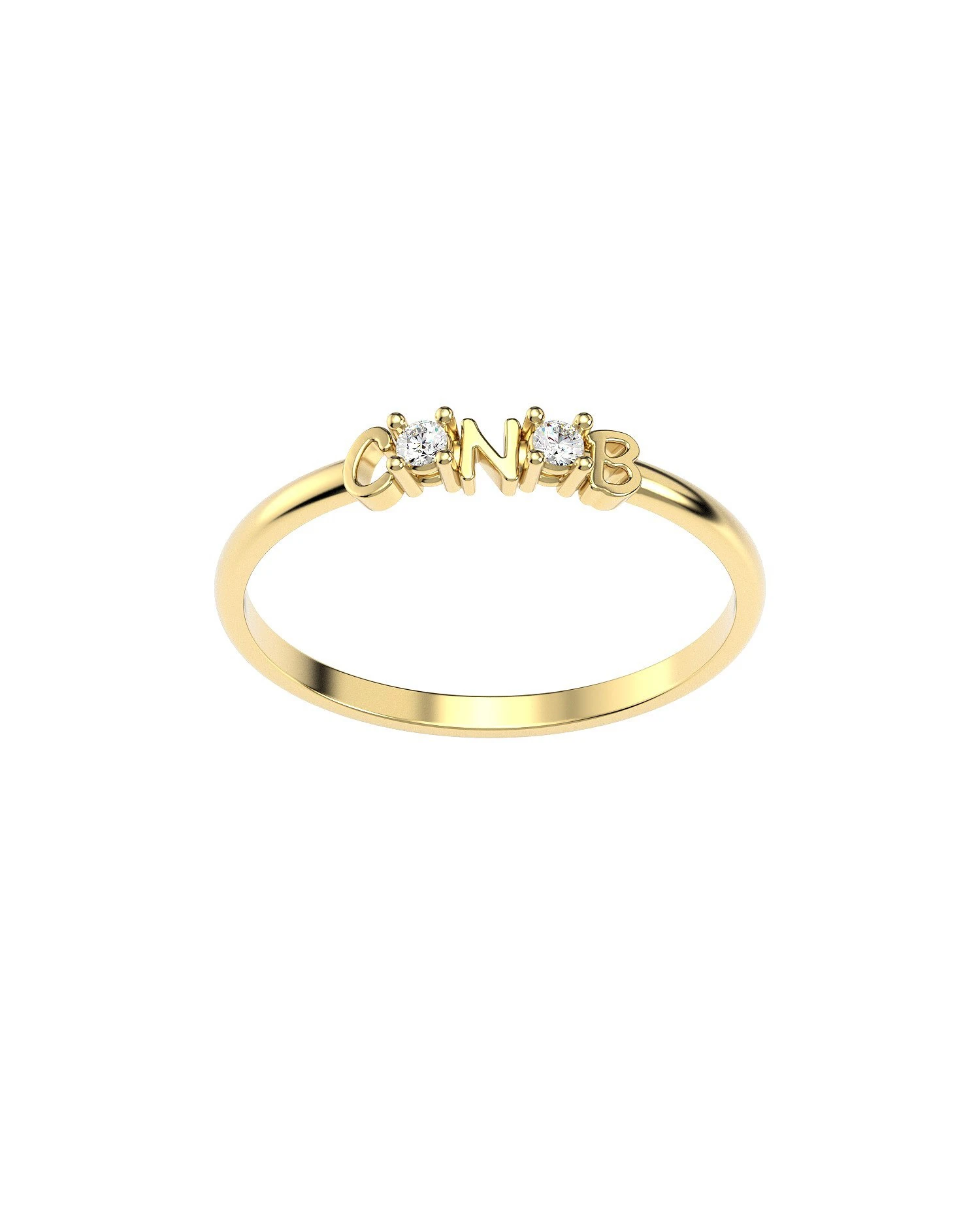 Minik Tek Taş Üç Harfli 14 Ayar Altın Yüzük