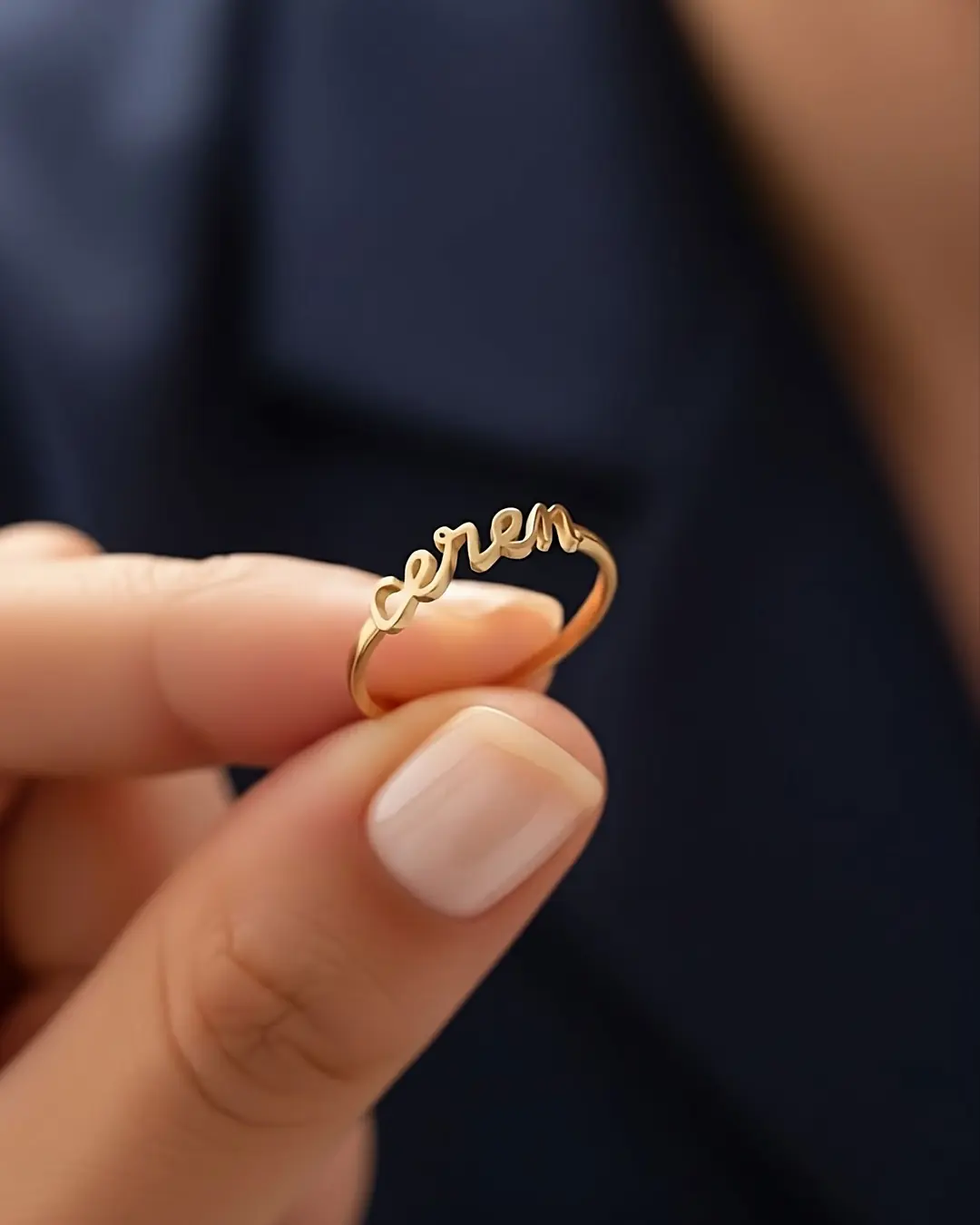 Personalized Minimalist Personalized 14 K Gold Ring