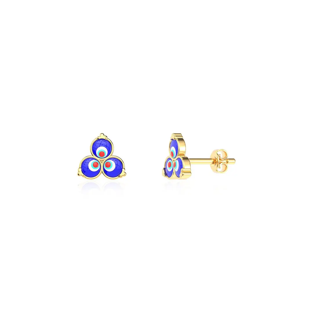 Enamel Çintemani Gold Plated Silver Earrings