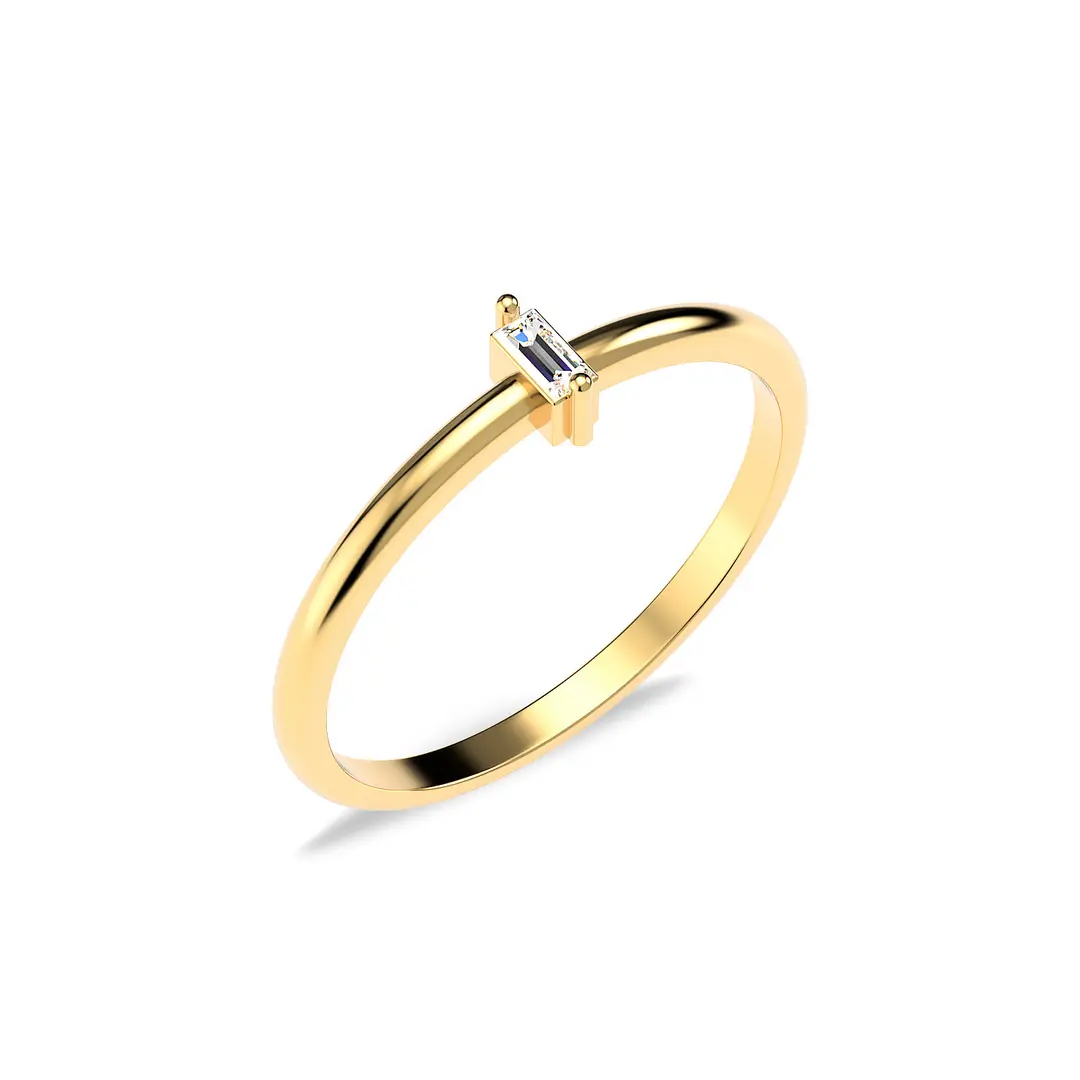 Mini Baguette Gold Plated Silver Ring
