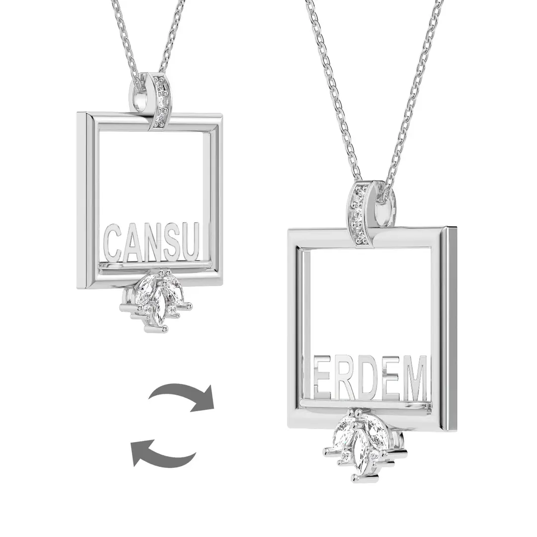 Personalized Sihirli Love White Silver Necklace