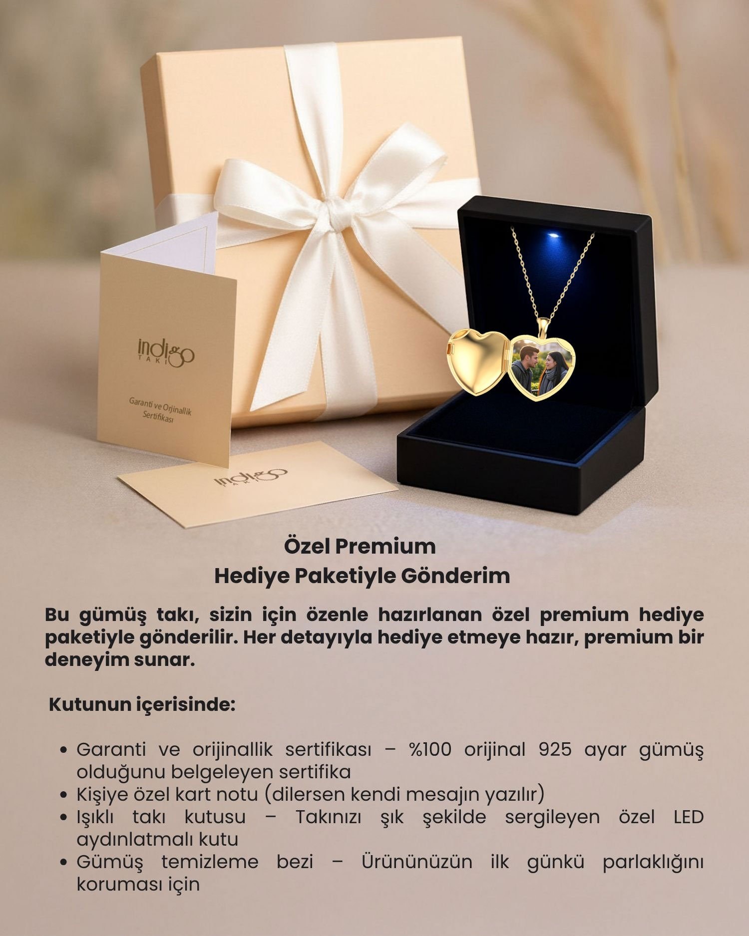 Fotoğraflı Açılabilir Kalp Premium Hediye Kutulu Gümüş Kolye