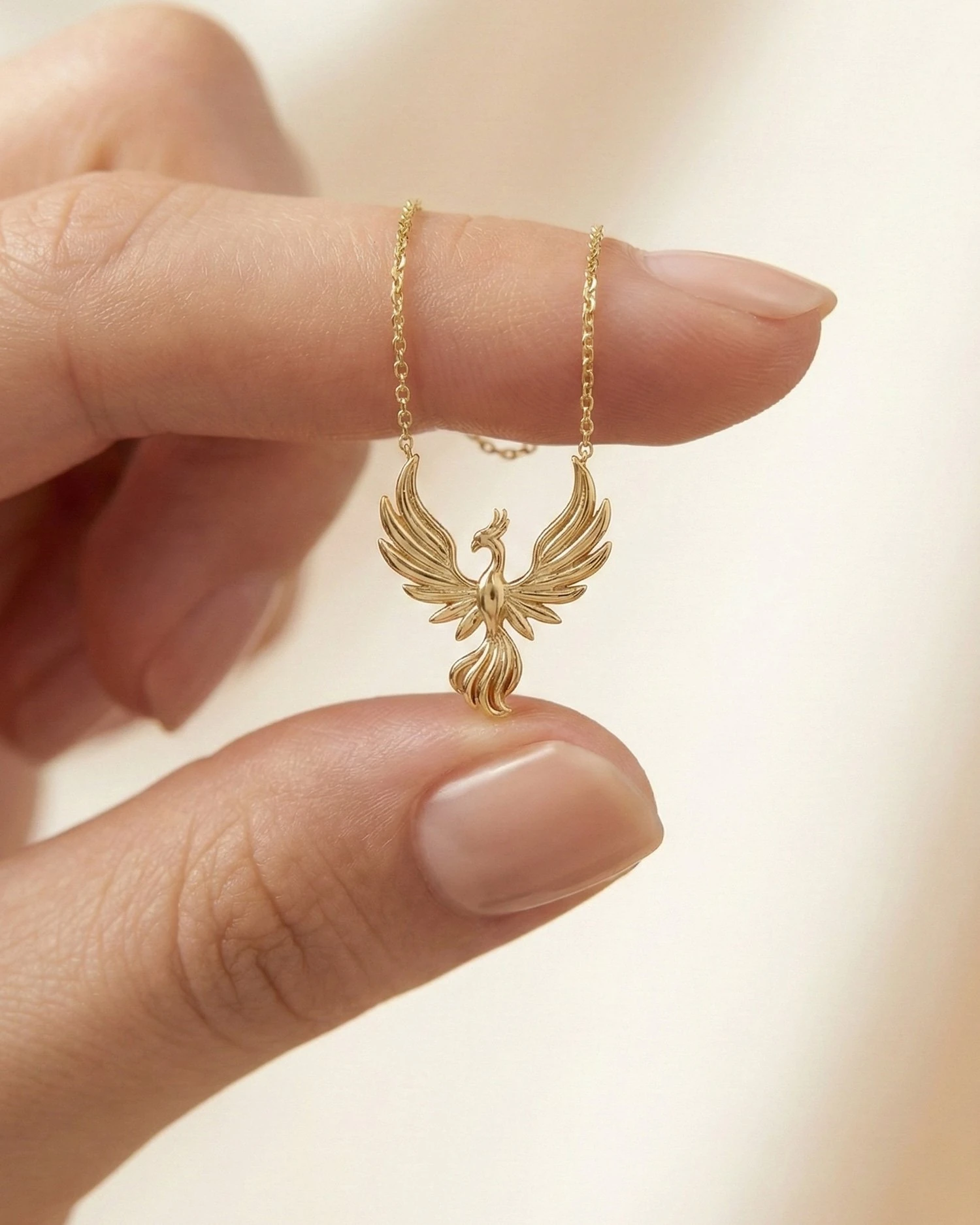 Sade Anka Kuşu 14 Ayar Altın Kolye