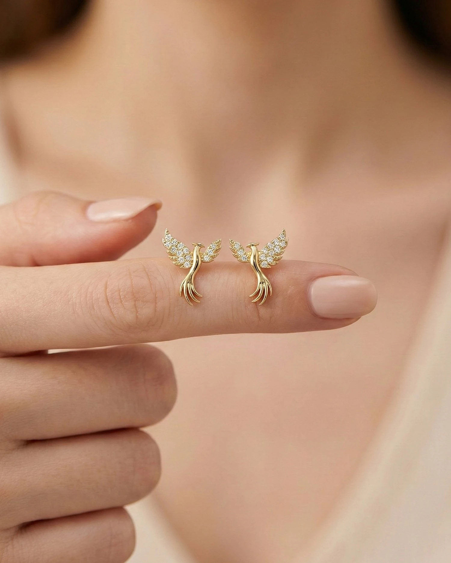 Anka Kuşu 14 Ayar Altın Küpe