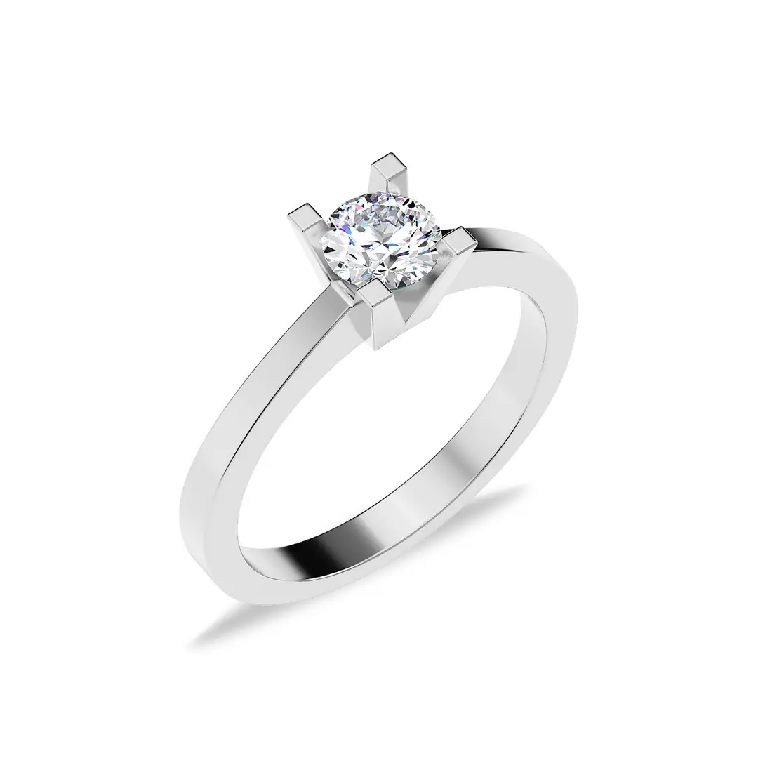 Klasik Single Stone Diamond Mount White Silver Ring