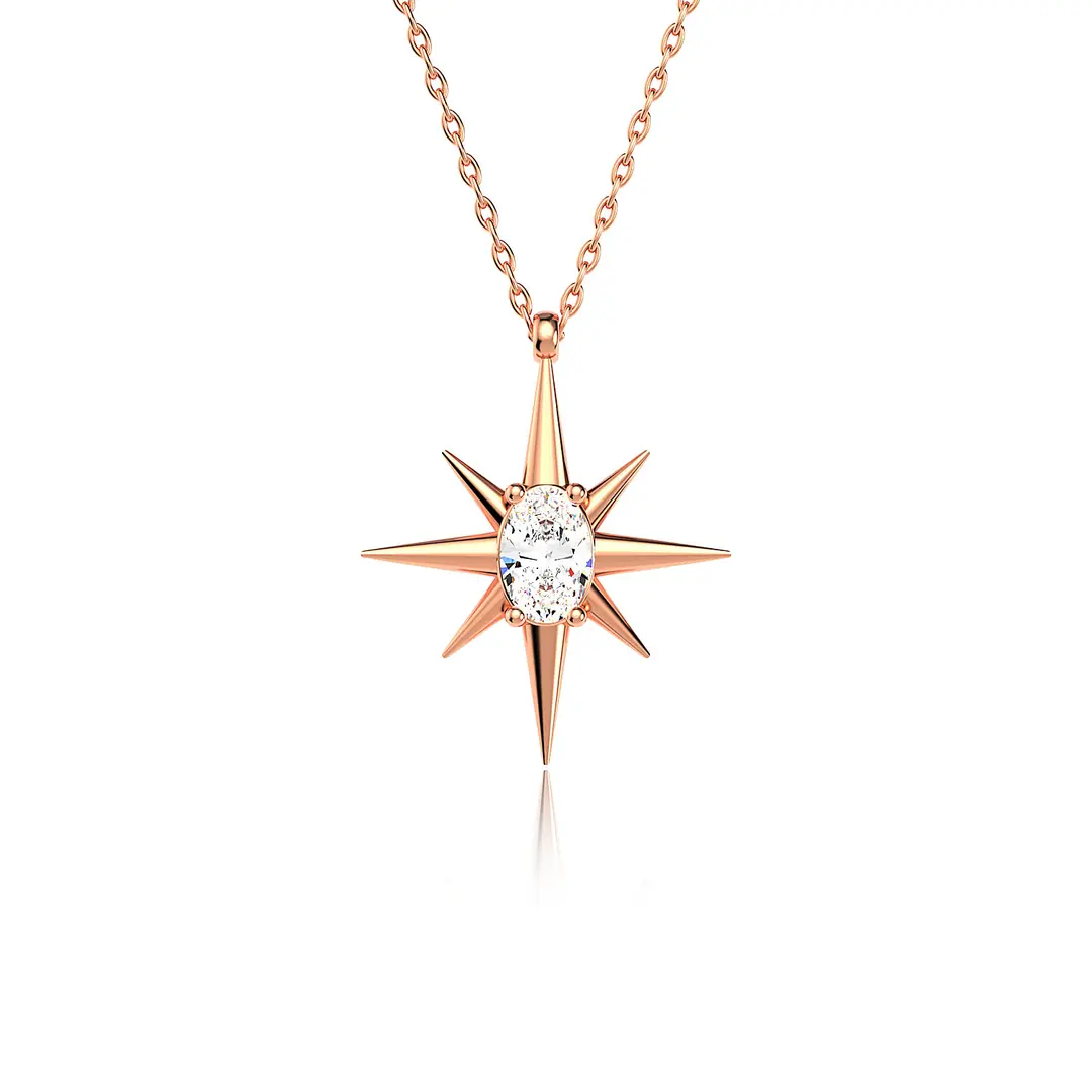 Polar Star Single Stone Rose Silver Necklace