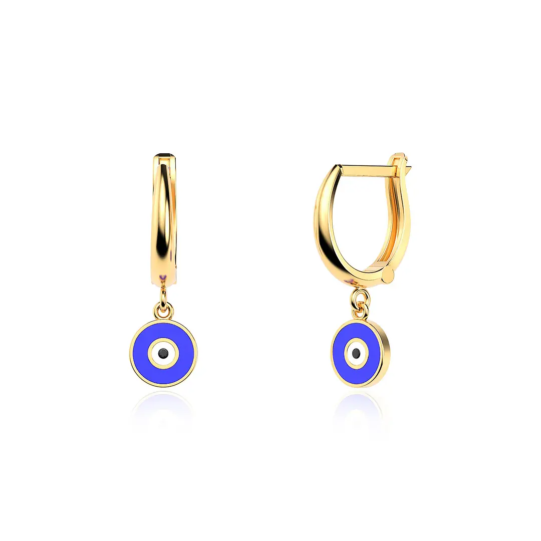 Enamel Evil Eye Gold Plated Silver Earrings
