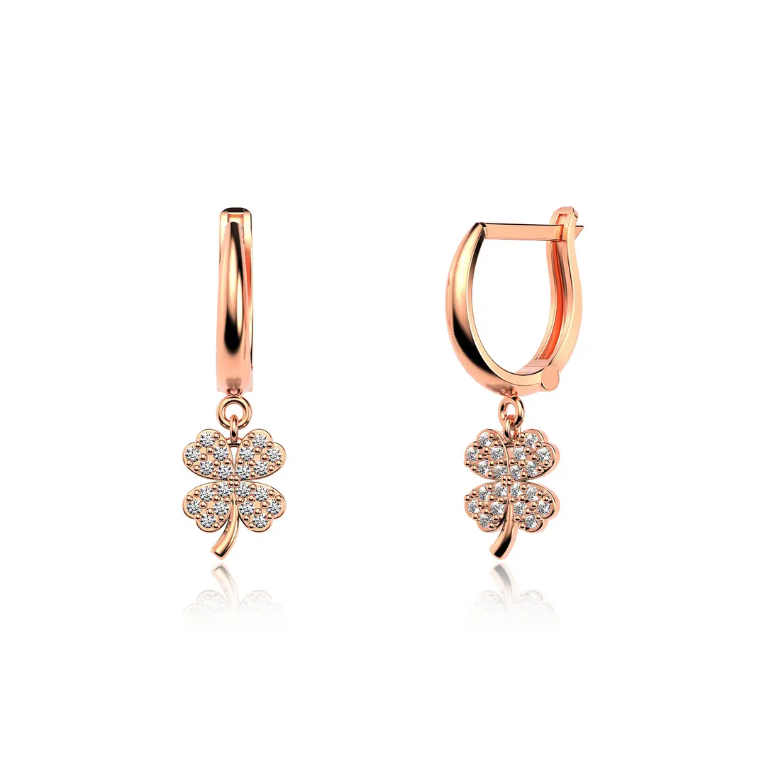 Small Clover Rose Silver Earrings