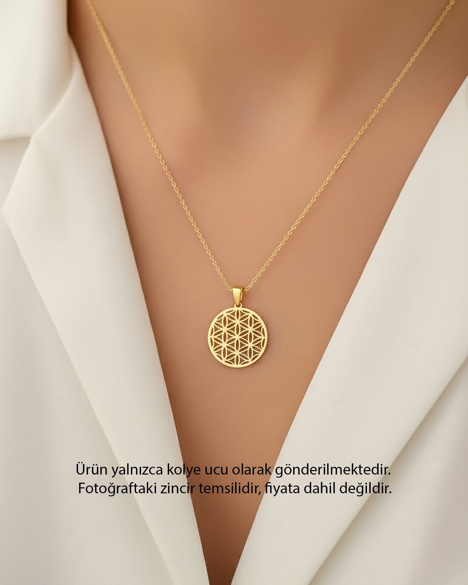 Yaşam Çiçeği 14 Ayar Altın Kolye Ucu