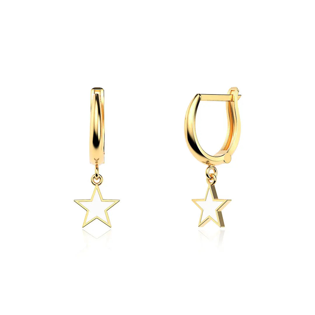 Enamel Star Gold Plated Silver Earrings