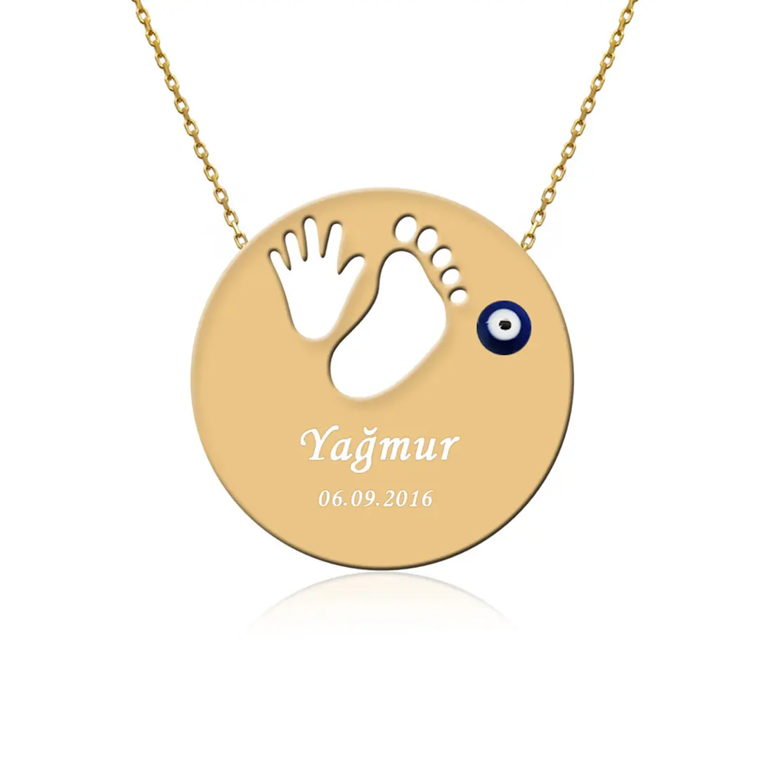 Personalized Evil Eye İlk Adım Silver Necklace