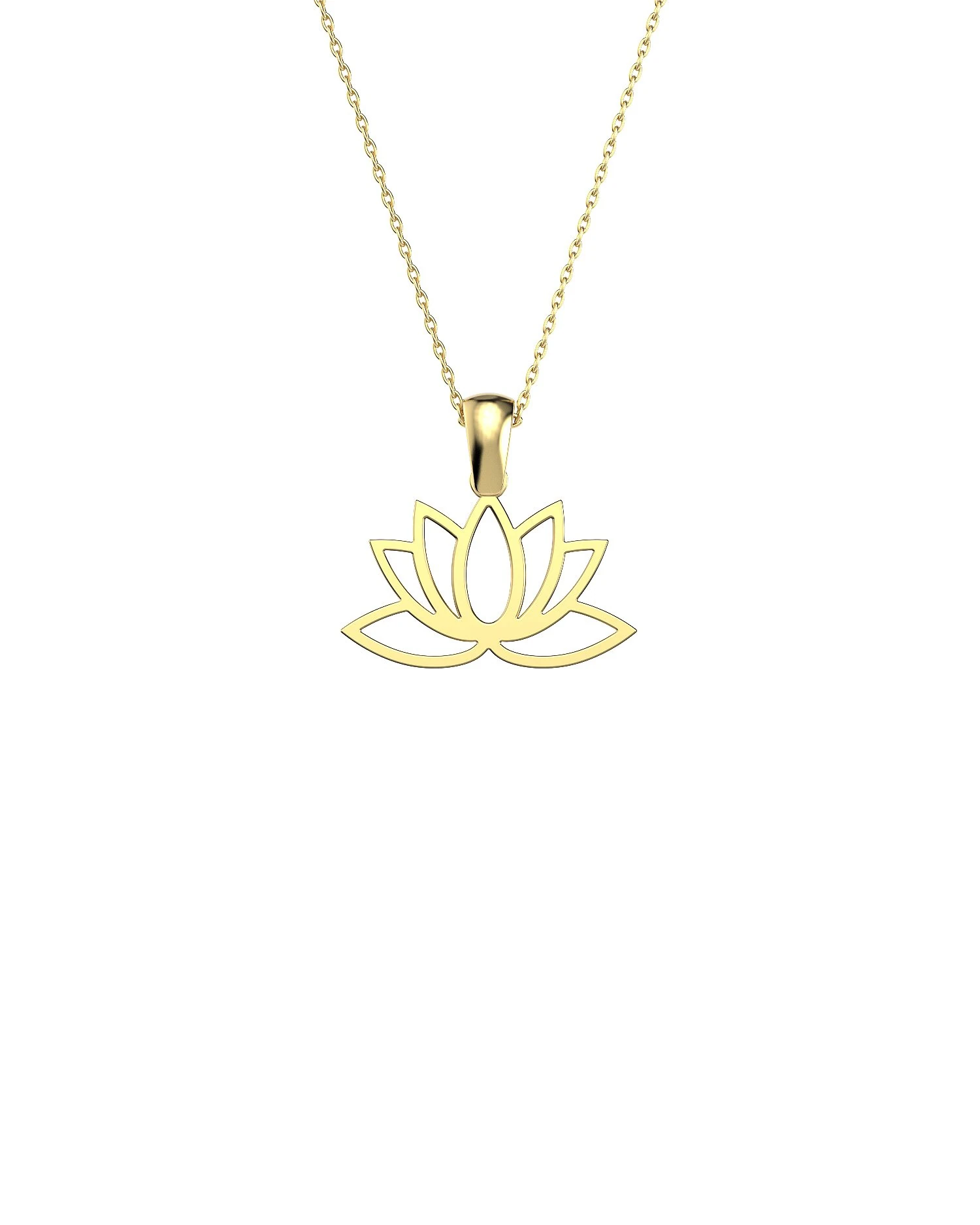 Sade Küçük Lotus Çiçeği 14 Ayar Altın Kolye