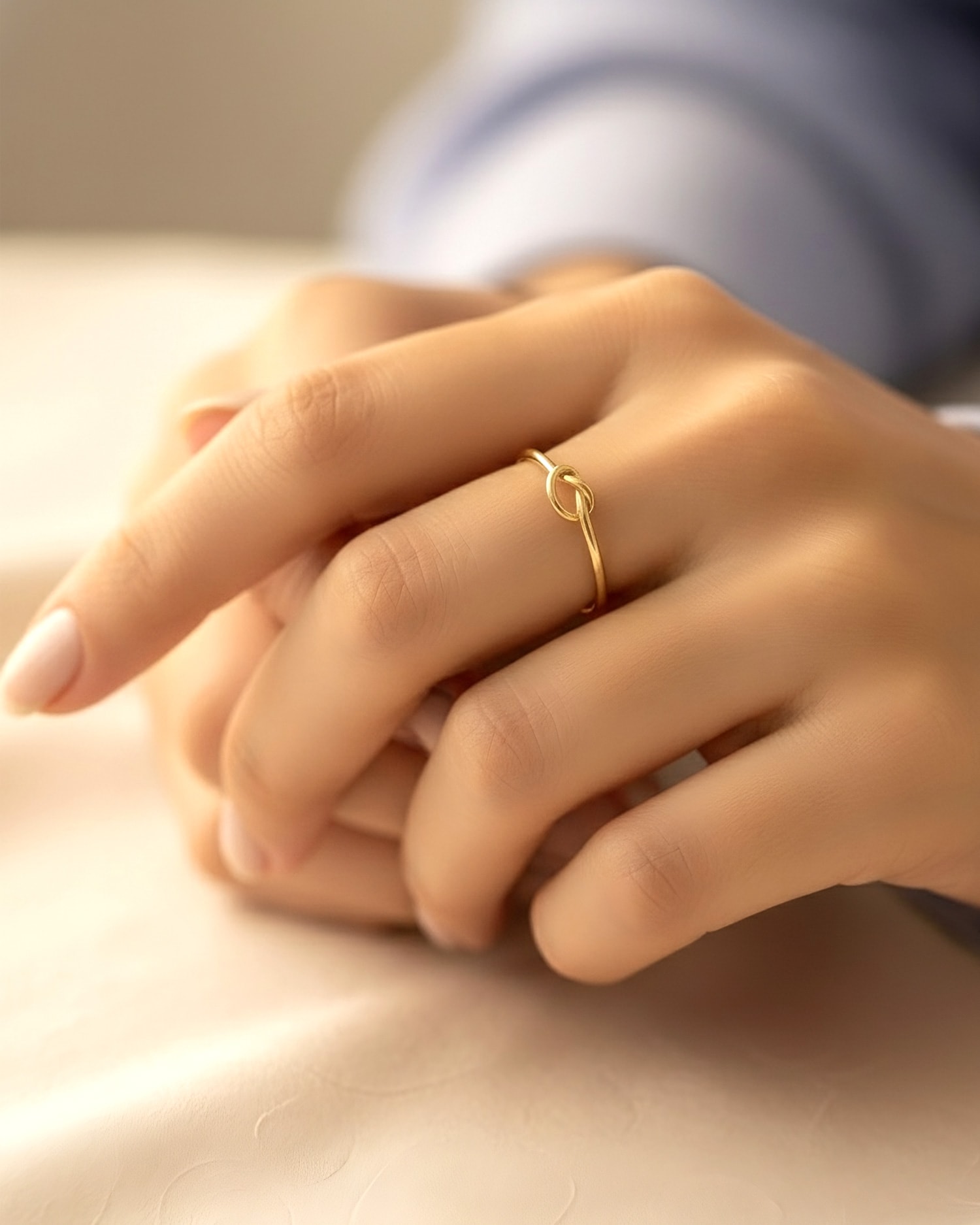 Minimalist Aşk Düğümü 14 Ayar Altın Yüzük