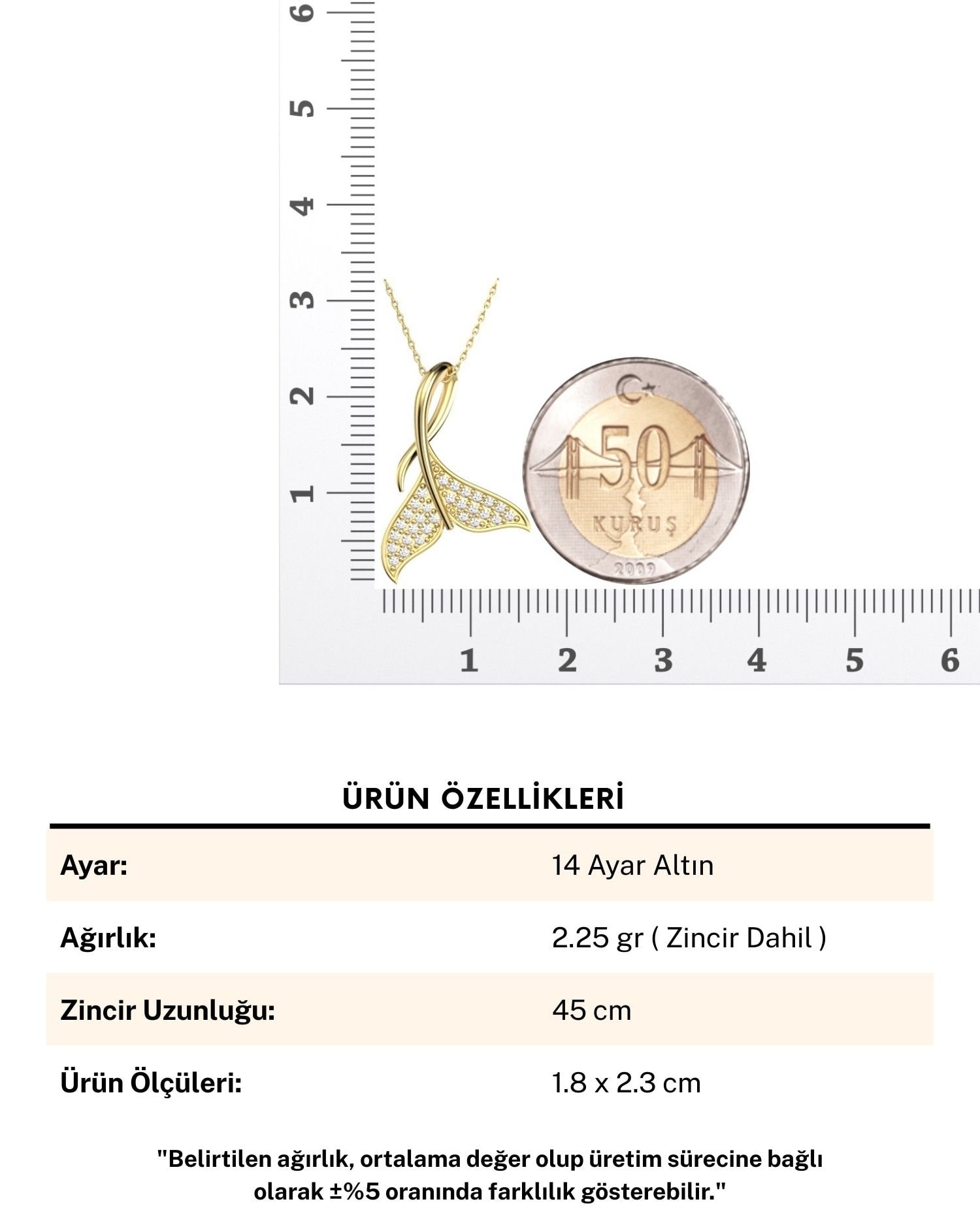 Balık Kuyruğu 14 Ayar Altın Kolye