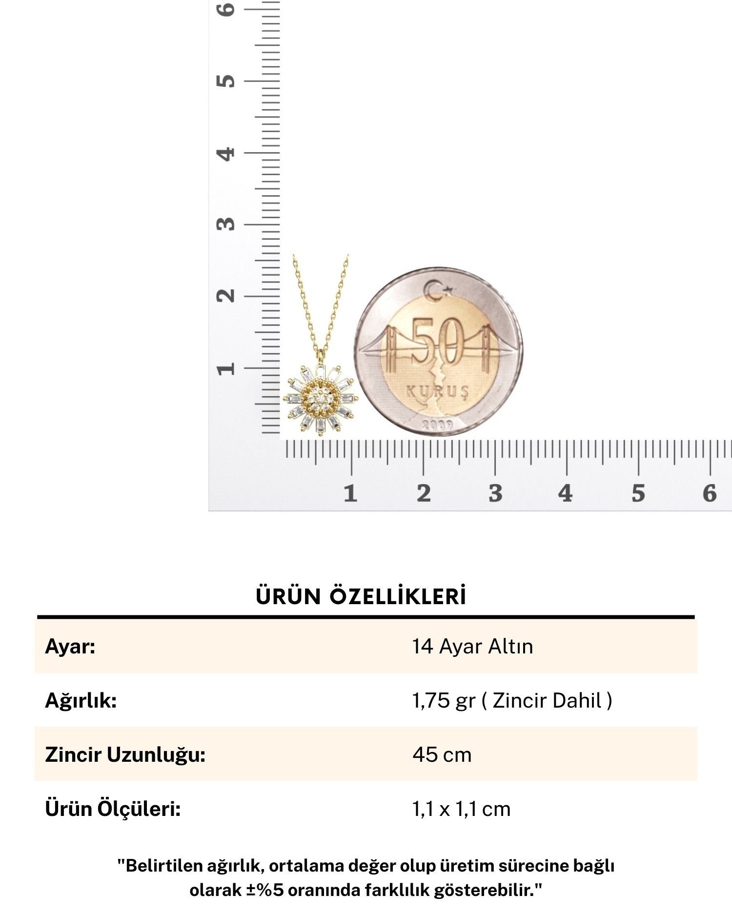 Zarif Çiçek Formu 14 Ayar Altın Kolye