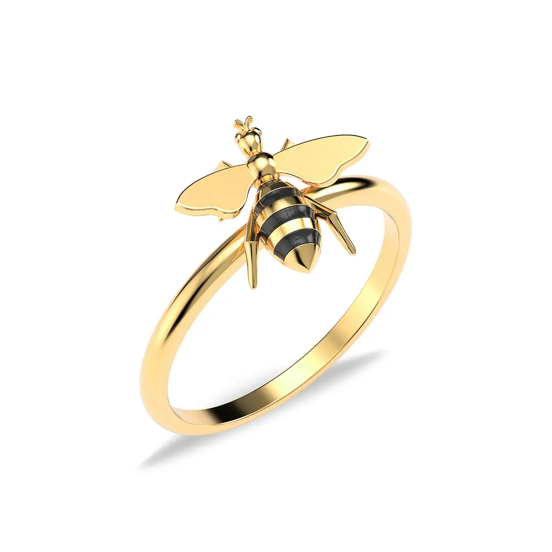Enamel Bee Gold Plated Silver Ring