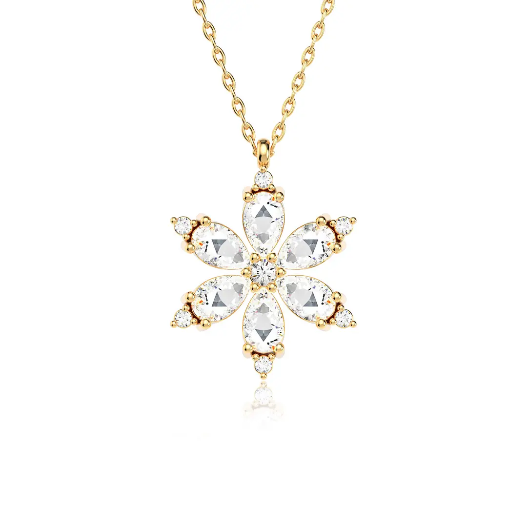 Lotus Flower Gold Plated Silver Necklace